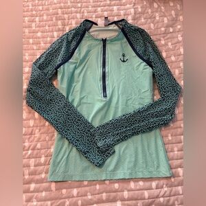 Sperry Mint Green and Navy Long Sleeve Rashguard